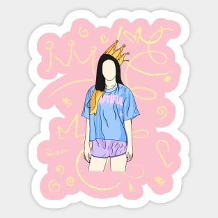 ' Girl in a Pajama with Crown Classic Logo Design' Sticker